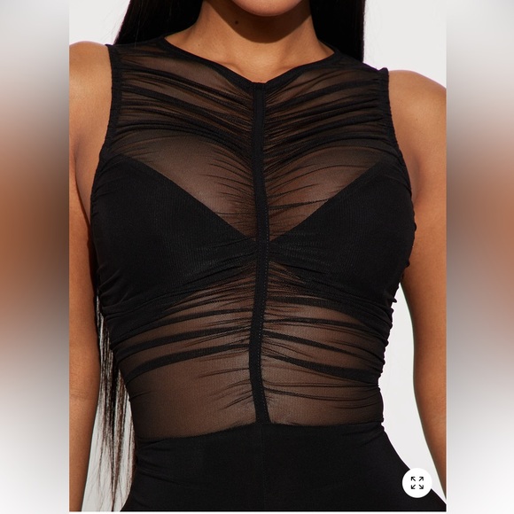 Fashion Nova Black Mesh Detail Jumpsuit - Picture 2 of 6